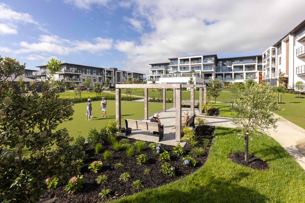 Outdoor area at Metlifecare’s Orion Point village.