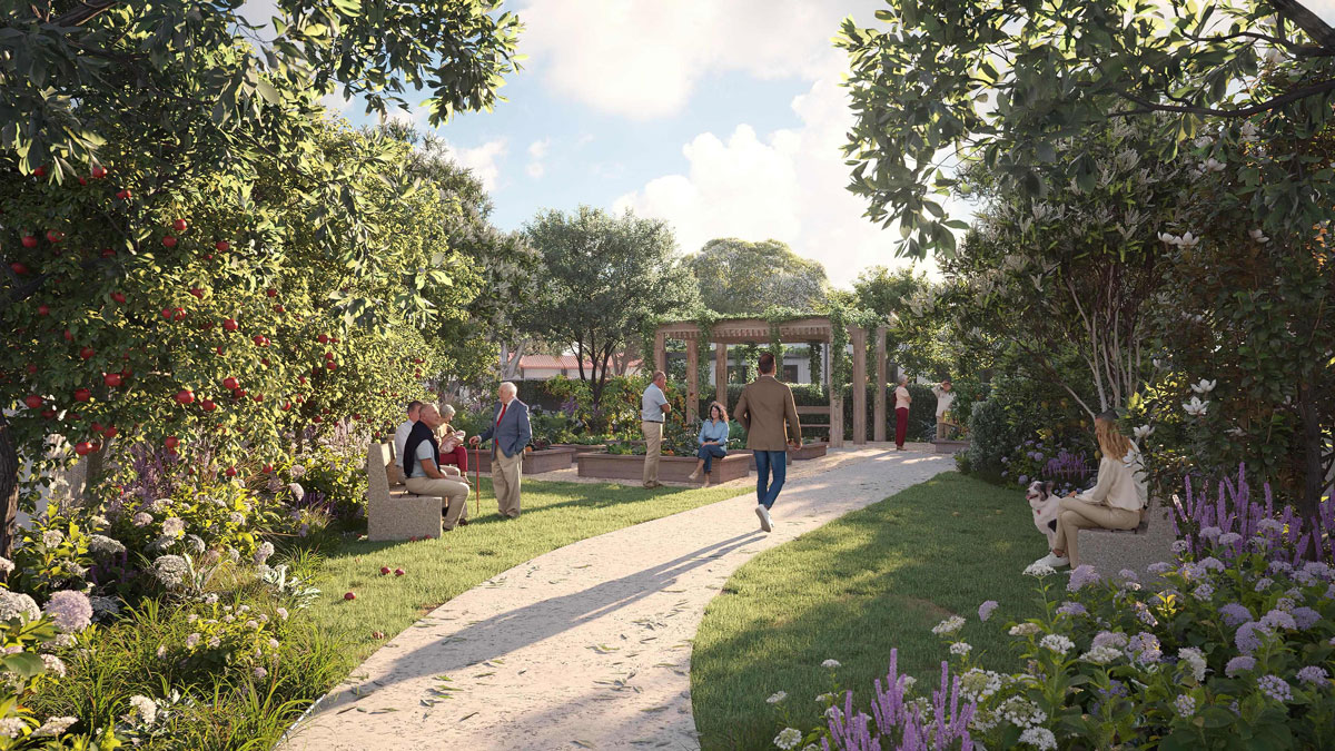 Artist’s impression of outdoor garden area at Ōtau Ridge.